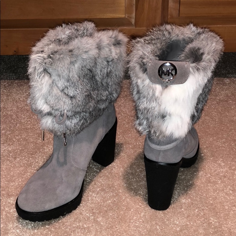 Michael Kors leather rabbit fur booties